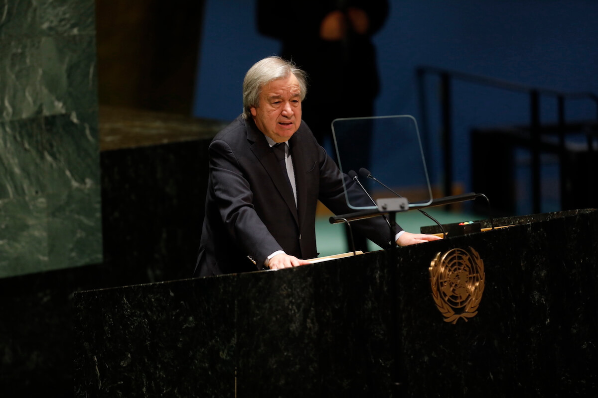 United Nations Secretary-General António Guterres highlighted technology’s role in the current global pushback on gender equality and highlighted his commitment to advancing women's safety and inclusion in digital spaces. Photo: UN Women/Ryan Brown