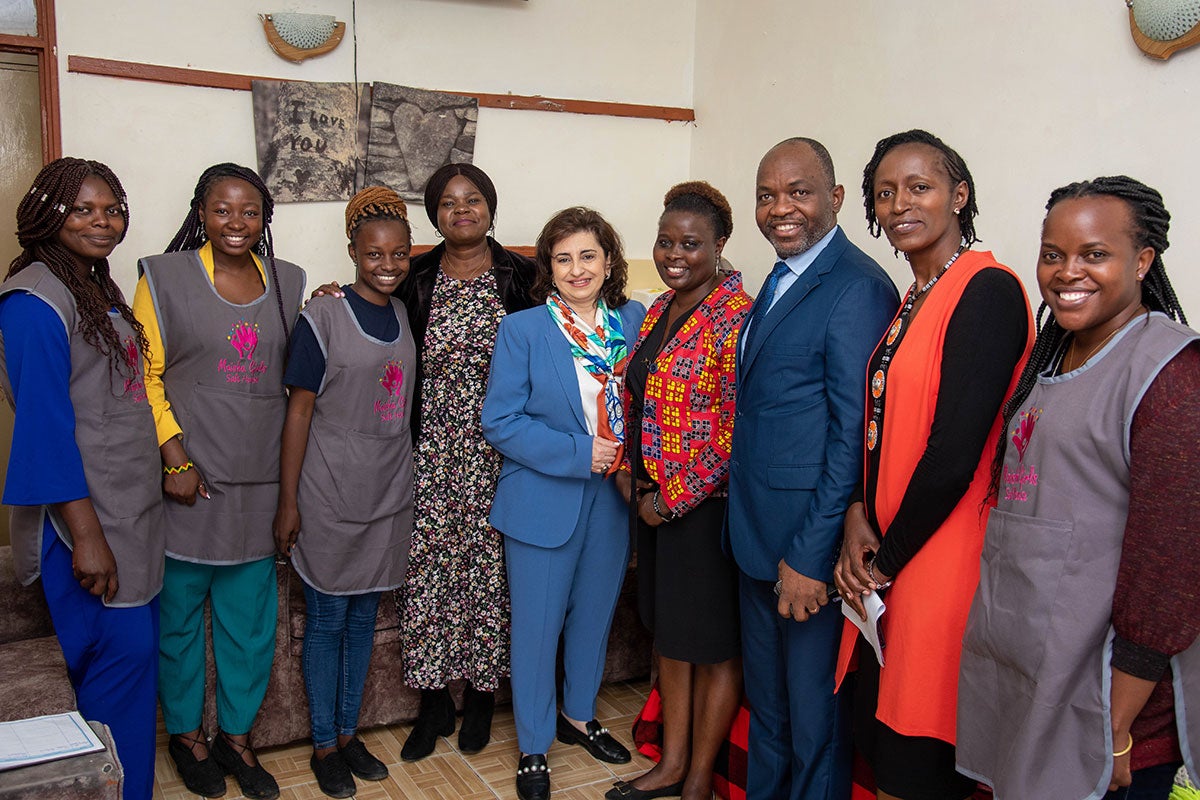 Sima Bahous, UN Women Executive Director with Maisha Girls Safe House staff. Photo: UN Women/James Ochweri  