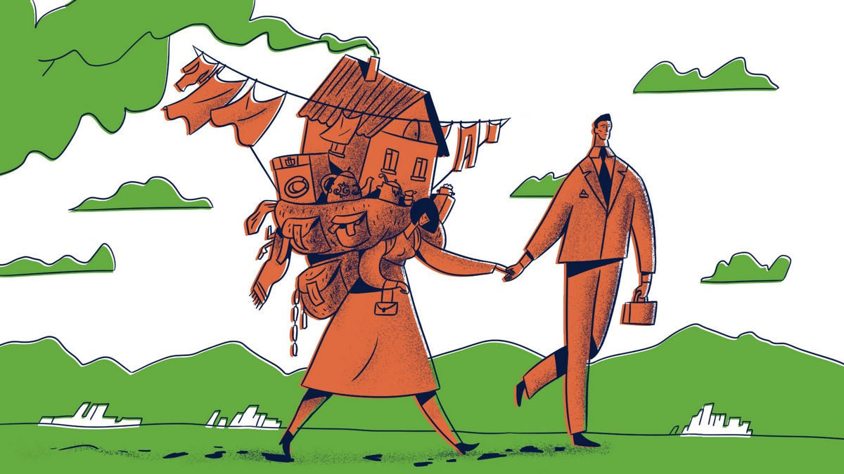 Illustration depicting the unequal distribution of unpaid work.