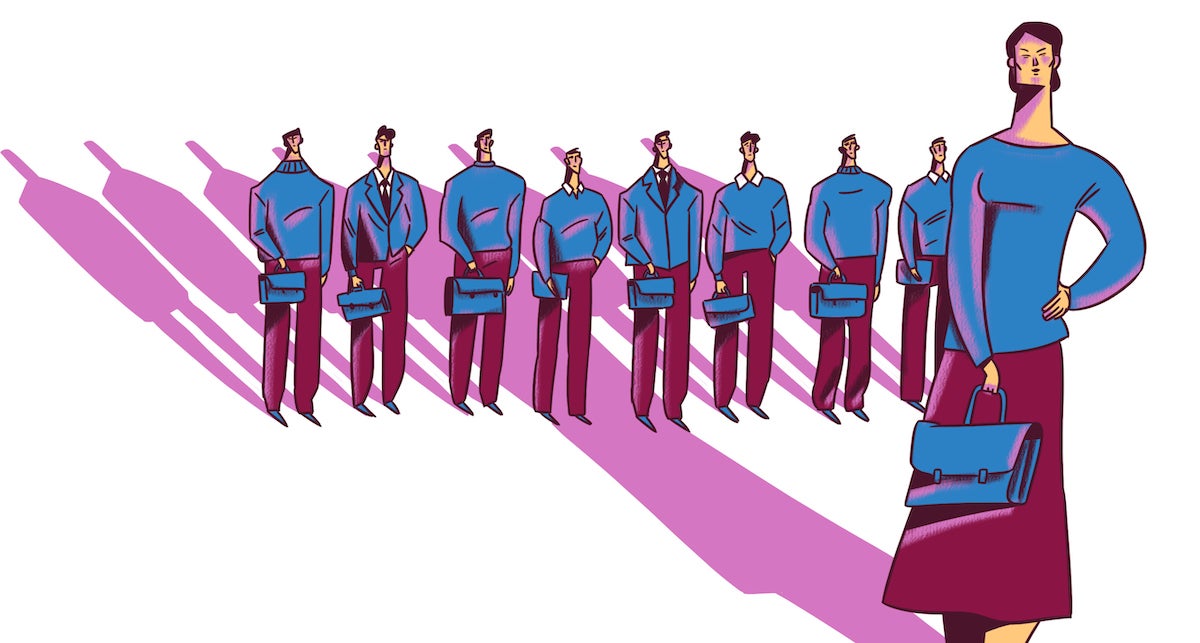 Illustration depicting women's underrepresentation in the labour force.