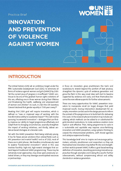Innovation and Prevention of Violence against Women