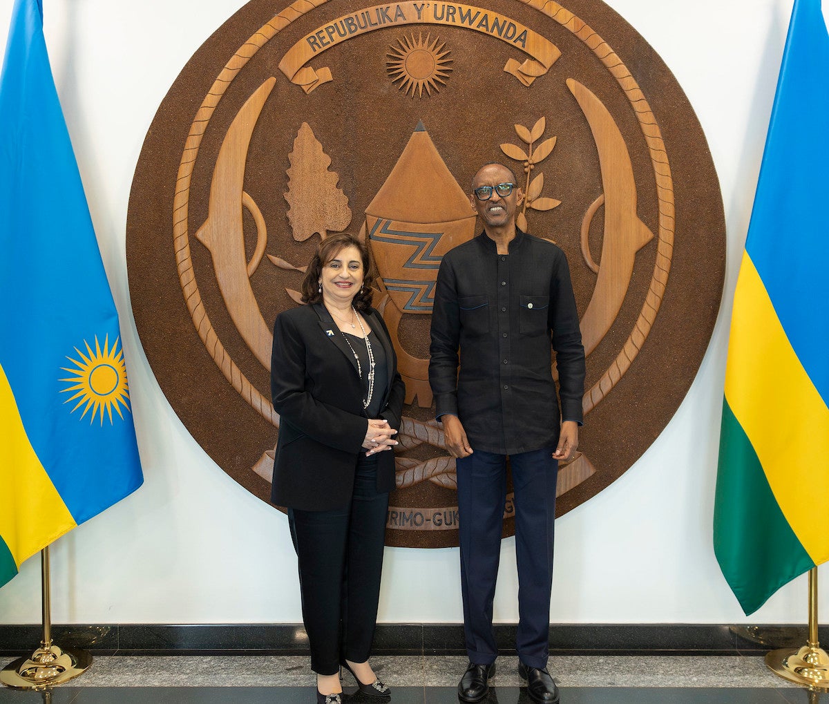 UN Women Executive Director Bahous with President Paul Kagame of Rwanda. Photo courtesy of the Office of the President of Rwanda