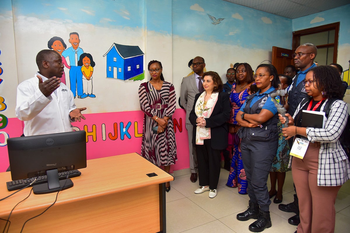 UN Women Executive Director Bahous on a tour of the Isange One Stop Center in Kigali. Photo: UN Women/James Ochweri