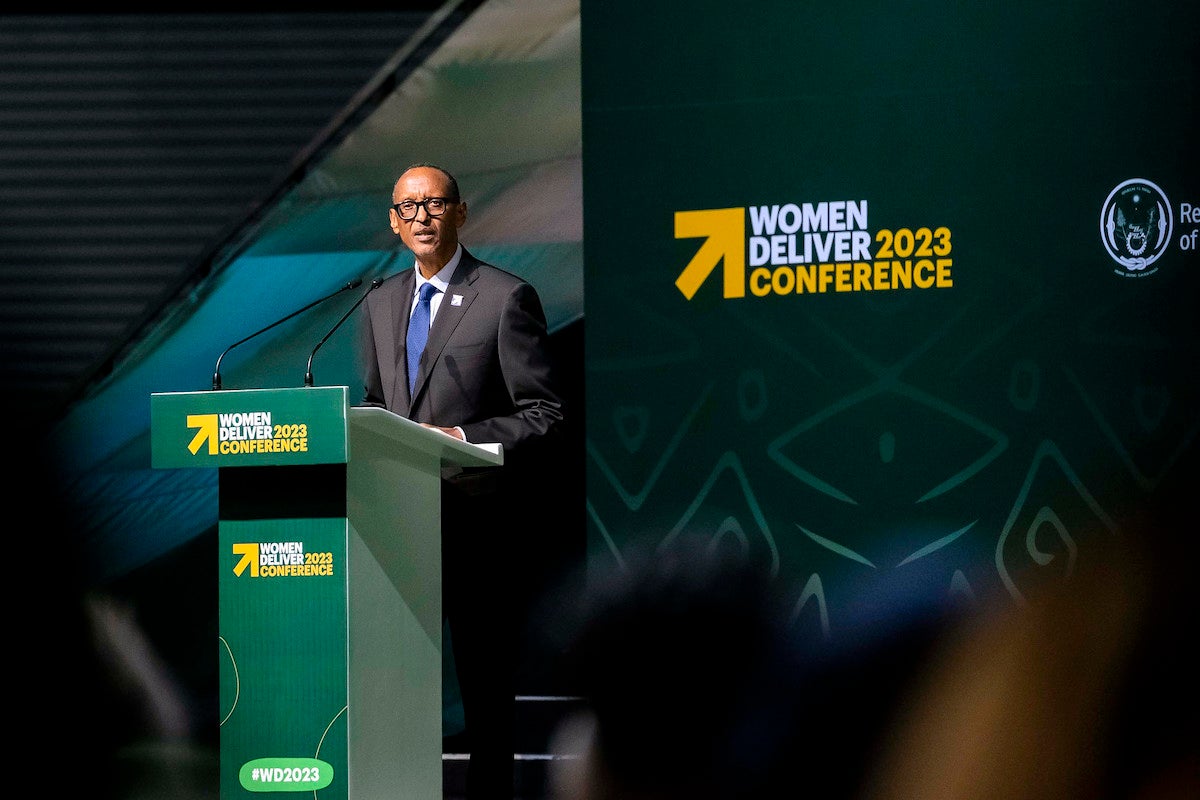 H.E. Paul Kagame, President of Rwanda, speaking at the Women Deliver Conference in Kigali, Rwanda. Photo: UN Women/Emmanuel Rurangwa