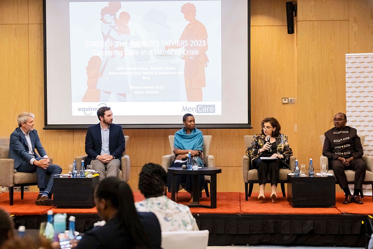 UN Women Executive Director Bahous speaks at the launch of “The state of the world’s fathers 2023” report. Photo: UN Women/Emmanuel Rurangwa.