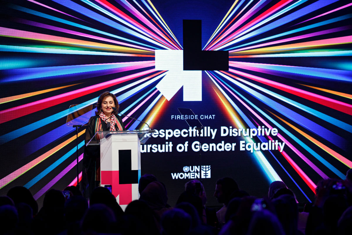 UN Women Executive Director Sima Bahous speaks at the HeForShe Summit.