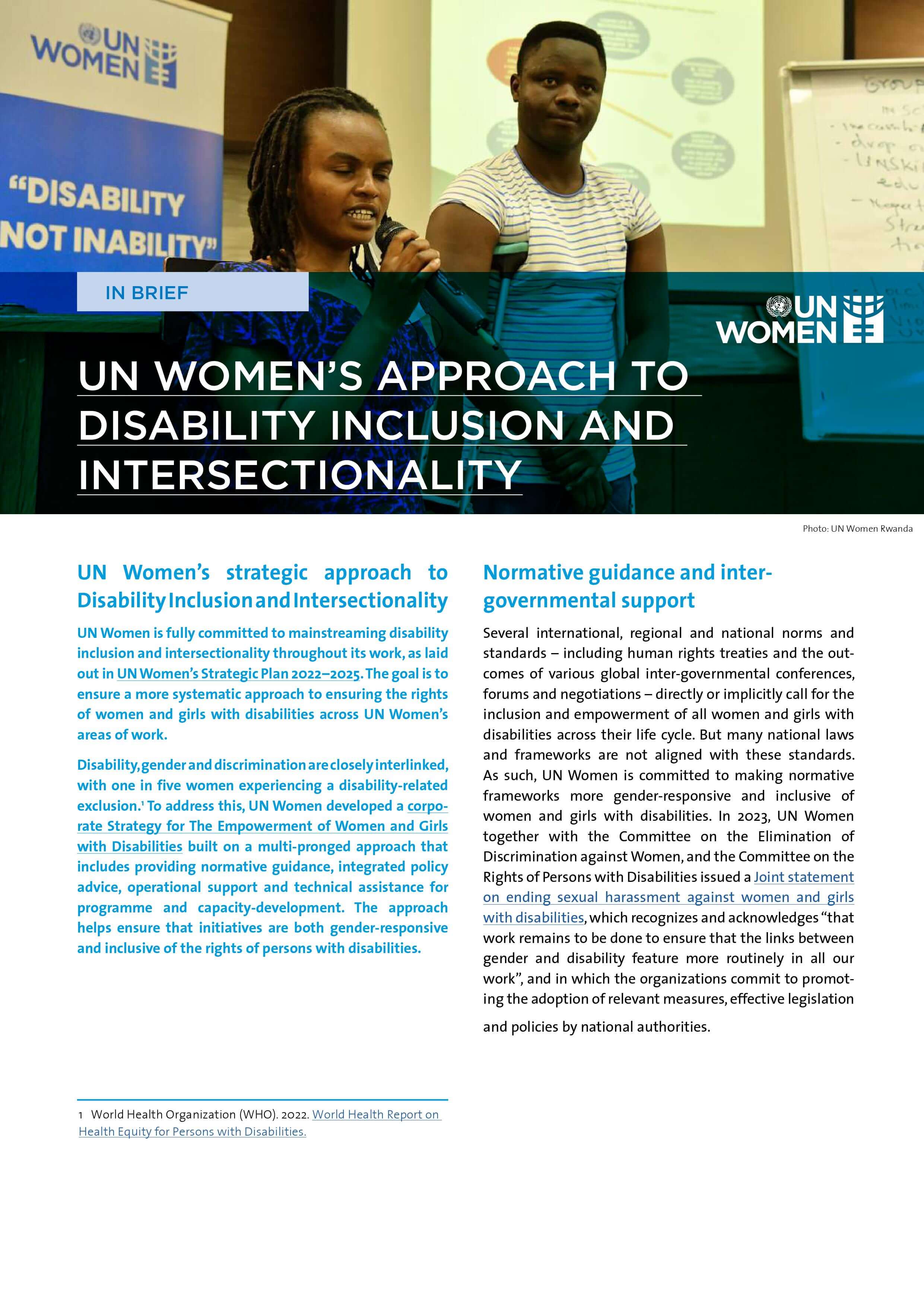 UN Women’s approach to disability inclusion and intersectionality