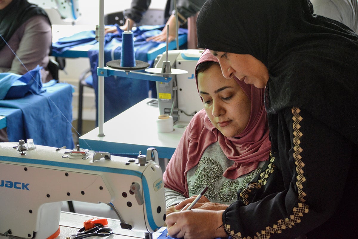 Women are seen at UN Women Jordan’s Oasis Centre.