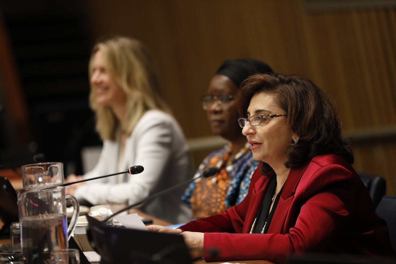 UN Women Executive Director Sima Bahous delivers closing remarks to the 68th session of the Commission on the Status of Women, UN headquarters, 27 March 2024. Photo: UN Women/Ryan Brown.