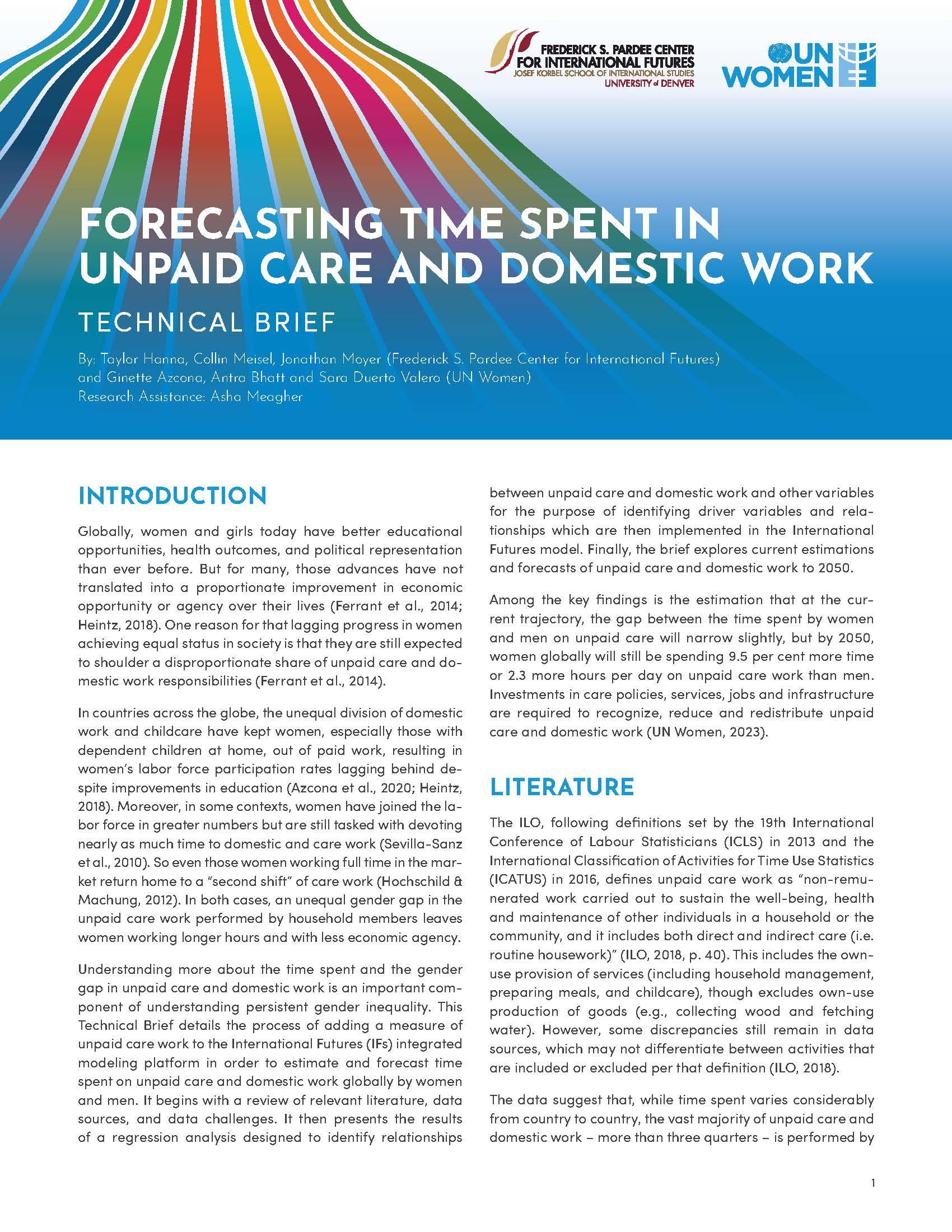 Technical brief on Forecasting time spent in unpaid care and domestic work