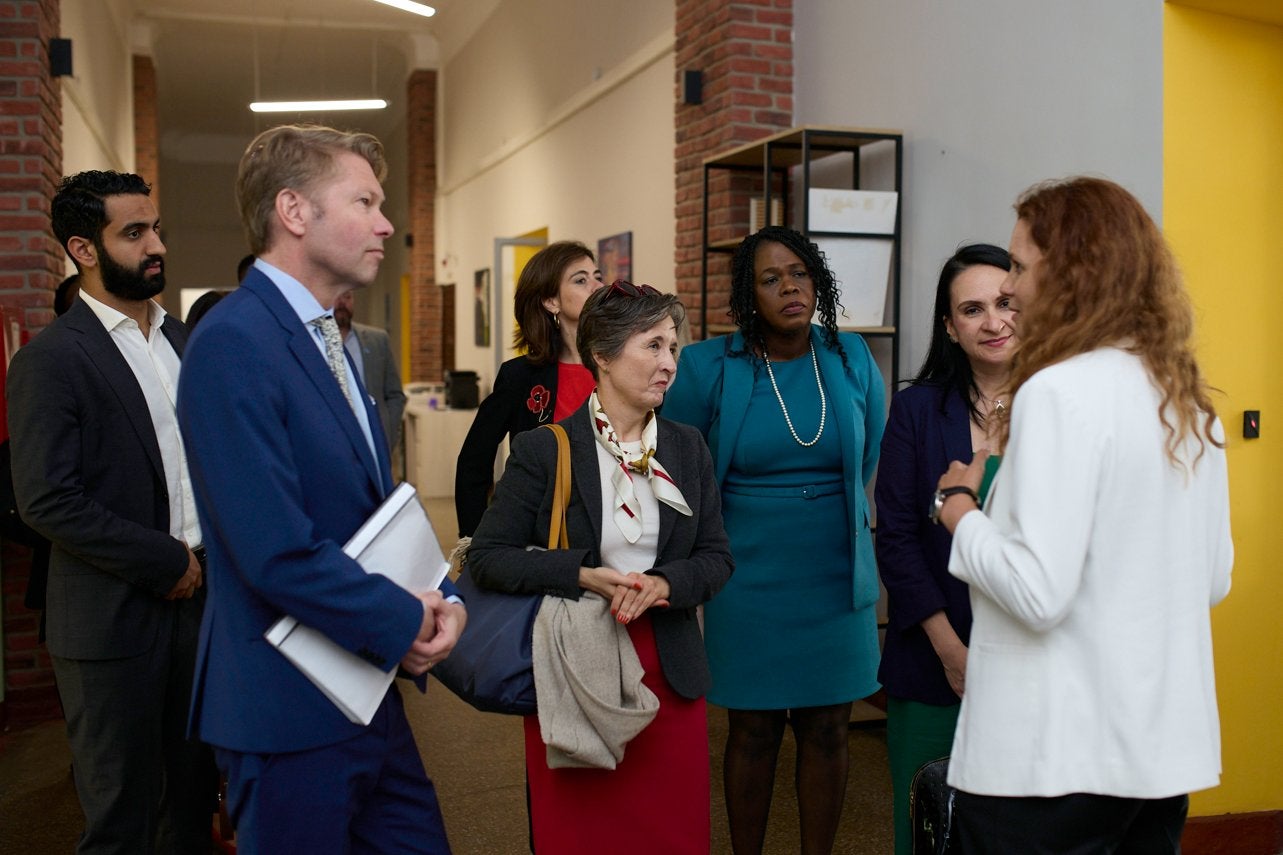 UN Women Executive Board members visit iHUB and the National Association of Private ICT Companies, engaging with Moldovan and Ukrainian women entrepreneurs who are benefiting from UN Women's livelihood programmes. Photo: UN Women