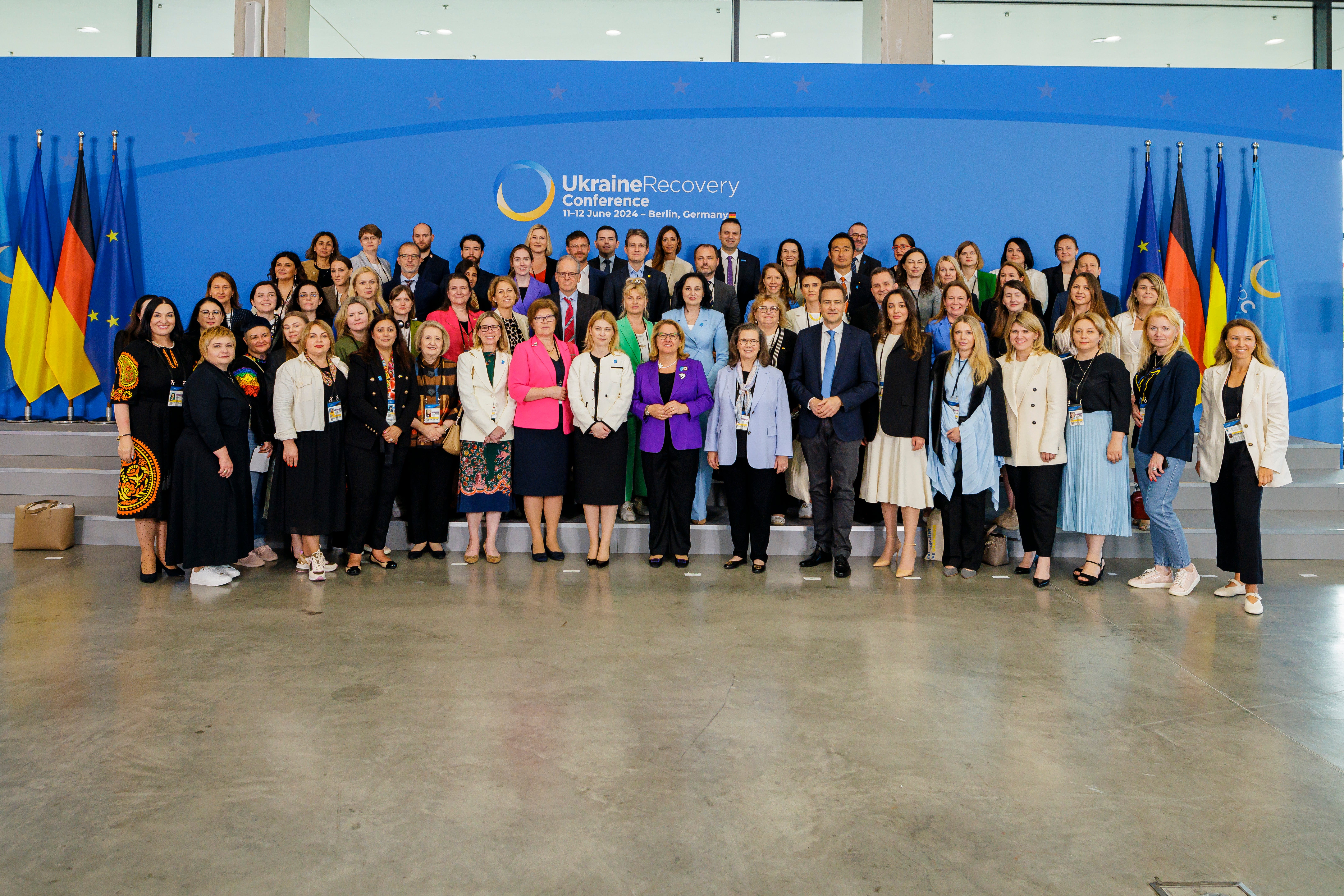 UN Women, together with the Federal Ministry for Economic Cooperation and Development (BMZ) and the Cabinet of Ministers of Ukraine, launches the "Alliance for Gender-Responsive and Inclusive Recovery" at the Ukraine Recovery Conference 2024 in Berlin. Photo: UN Women