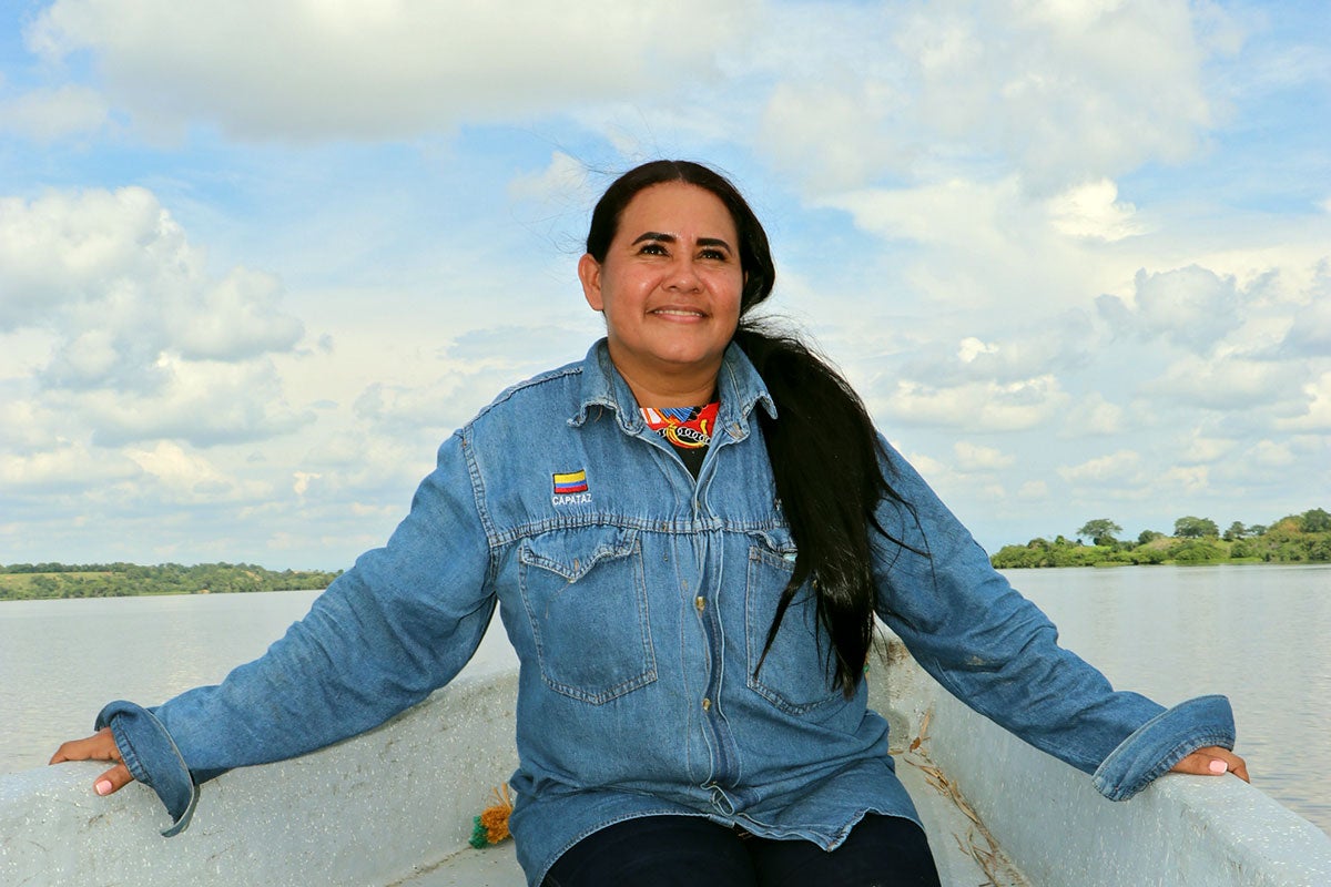Yuli Velázquez at the San Silvestre canal. She started fishing when she was five years old, with her mother and grandparents.