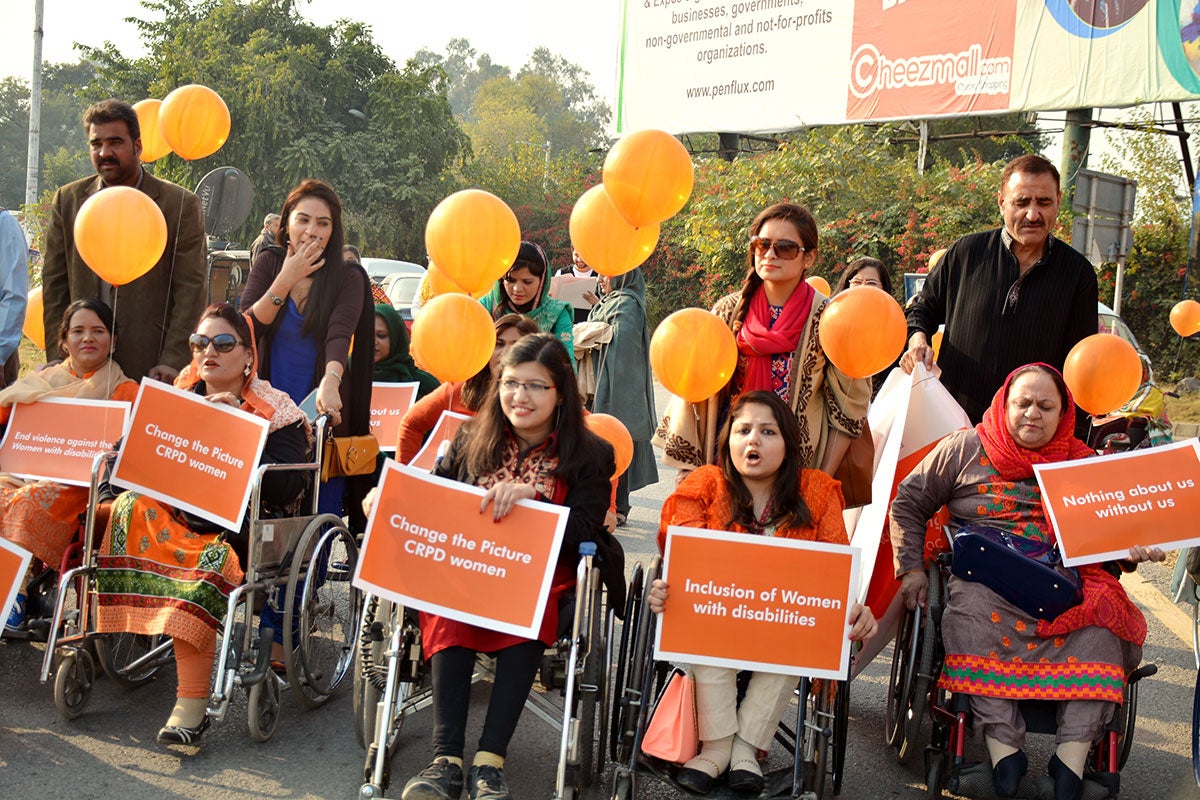 A rally in Pakistan highlights how women with disabilities can be vulnerable to violence and discrimination. Photo: UN Women/Asfandyar Khan