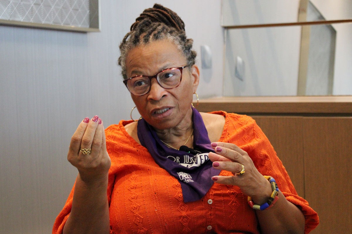 Lucia Xavier, antiracist feminist activist, cofounder and general coordinator of the Brazilian NGO Criola pictured in an interview with UN Women in February 2025. Photo: UN Women/Pedro Nogueira