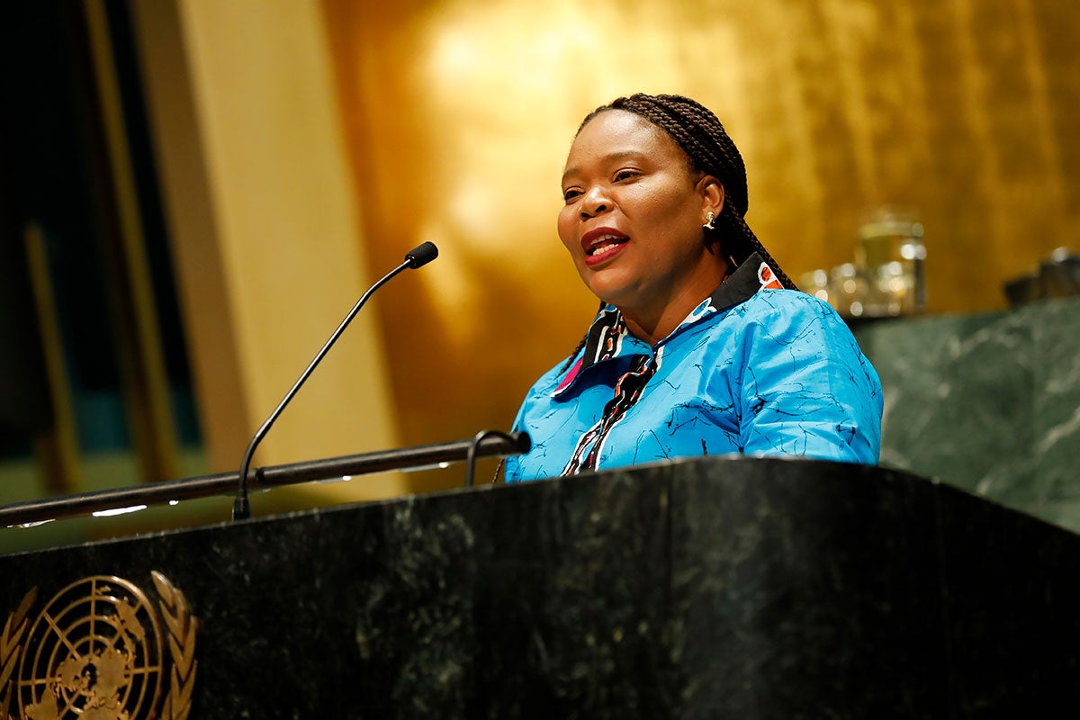 Leymah Gbowee, Nobel Peace Laureate, Liberian peace activist, social worker and women’s rights advocate. Photo: UN Women/Ryan Brown