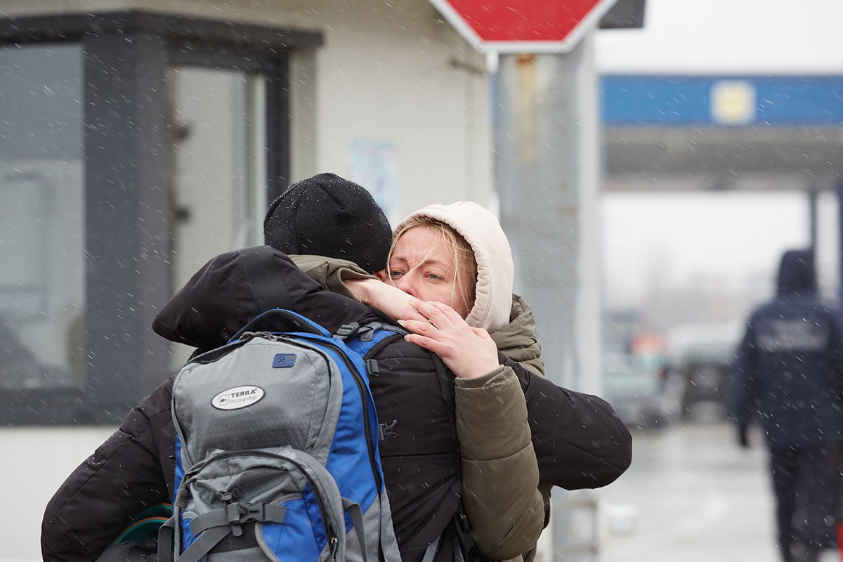 A scene from the Palanca-Maiaki-Udobnoe border crossing point, between the Republic of Moldova and Ukraine on 1 March 2022. People flee the military offensive in Ukraine, seeking refuge in Moldova or transiting the country on their way to Romania and other EU countries