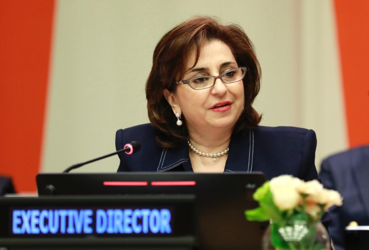 UN Under-Secretary-General and UN Women Executive Director Sima Bahous delivers opening remarks to the first regular session 2025 of the UN Women Executive Board, 10 February 2025, UN headquarters. Photo: UN Women/Ryan Brown.