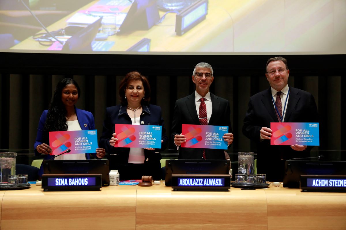 Global leaders and experts convene at the “For ALL Women and Girls: The Beijing+30 Action Agenda” event during CSW69 to discuss the six key actions to make faster strides towards gender equality. Photo: UN Women/Ryan Brown