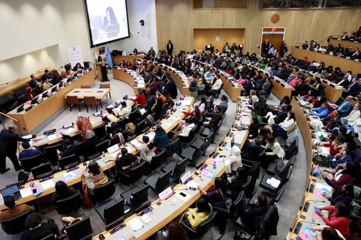 Participants at the Ministerial Roundtable share strategies for advancing women's financial inclusion. Photo: UN Women/ Ryan Brown