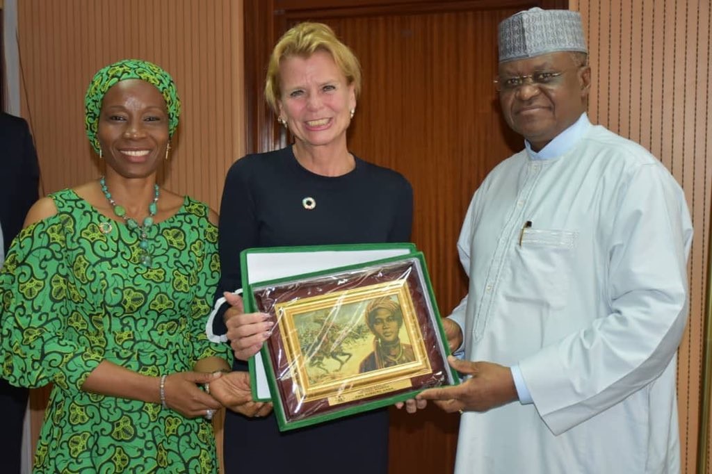 UN Women Deputy Executive Director Åsa Regnér with UN Women Country Rep Comfort Lamptey pays courtesy call to Nigeria’s Minister of State for Foreign Affairs, H.E. Amb Zubairu Dada. 