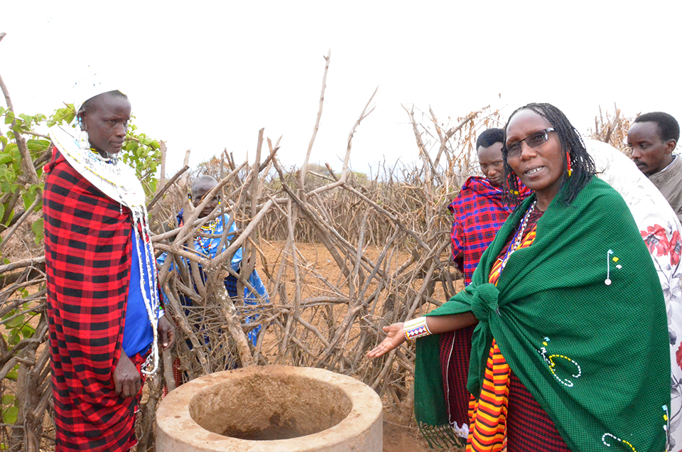 PWC Executive Director, Ms Maanda Ngoitiko during a tour in 2019, to assess how the trained women and girls were promoting use of biogas in Ngorongoro