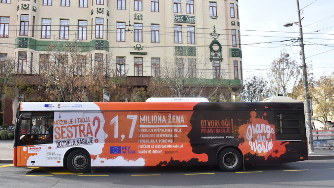 UN women launches street campaign to improved safety of Women in Serbia. Photo: UN Women/