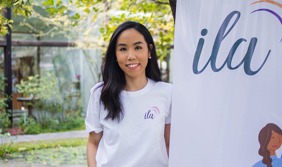 Net Supatravanij poses at Thailand's First Female Founders Farmer's Market, hosted by ila in Bangkok in December 2020. Photo courtesy of Rachelle Tan