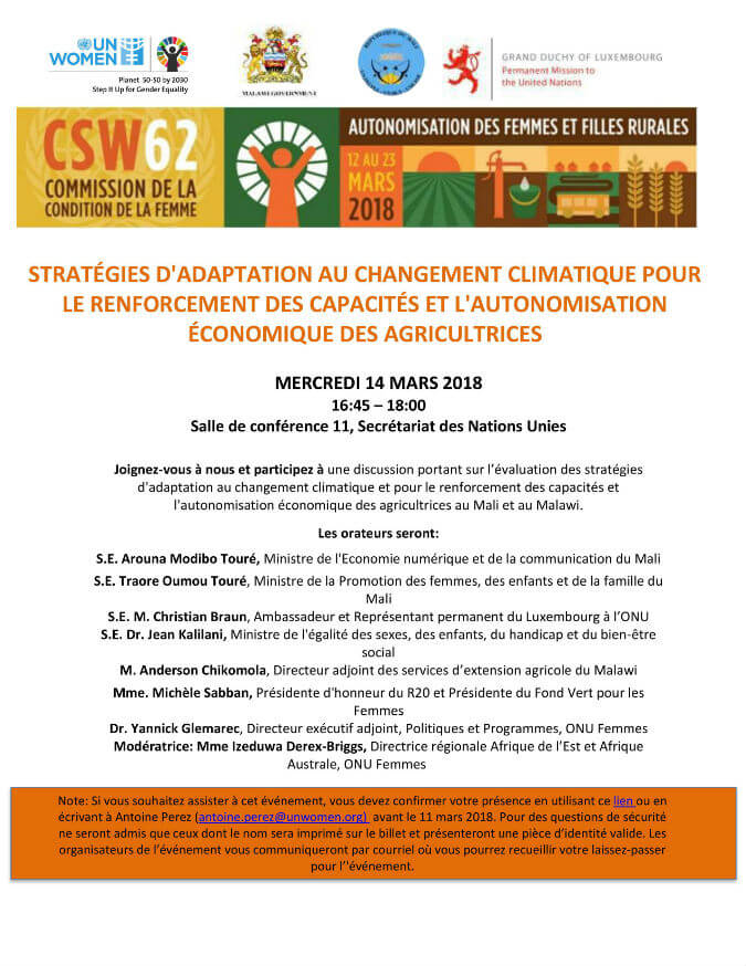 Stratégies d’adaptation au changement climatique pour le renforcement des capacités et l’autonomisation économique des agricultrices