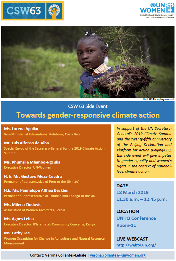 CSW63 side event: Towards gender-responsive climate action