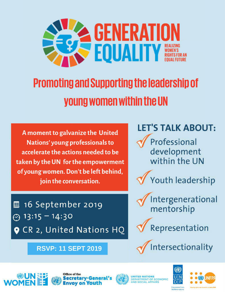 Event: Promoting and supporting the leadership of young women within the United Nations - flyer