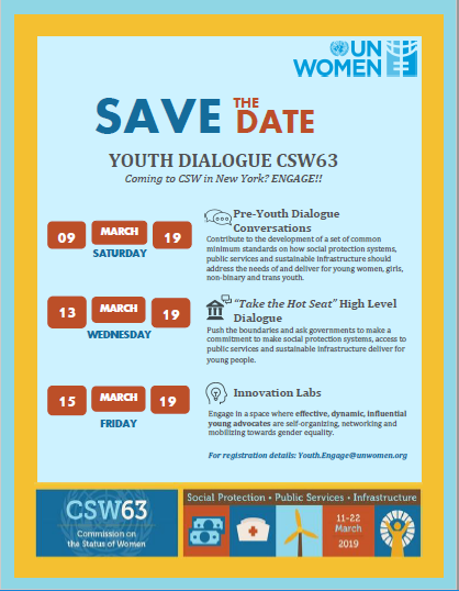 SAVE THE DATE: CSW63 youth dialogue