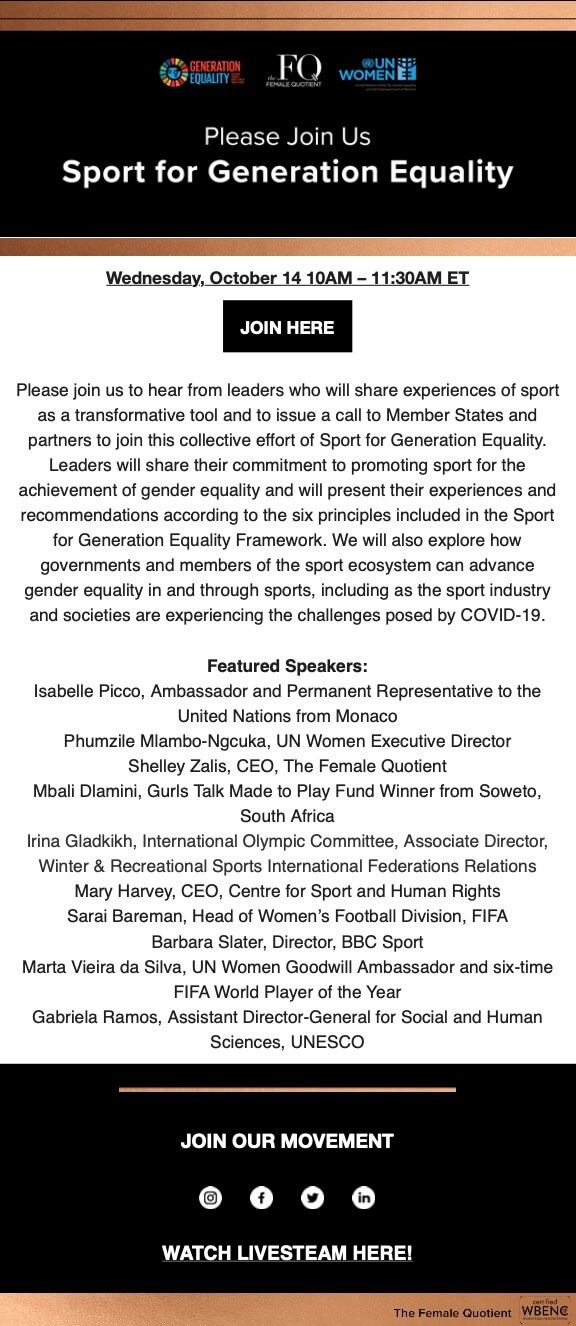 Event: Sport for Generation Equality - flyer
