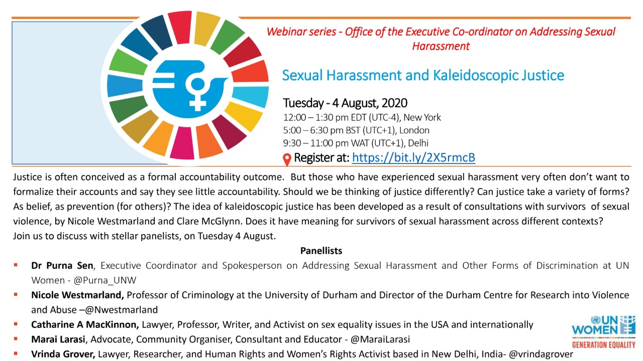 Webinar: Sexual harassment and kaleidoscopic justice - Flyer
