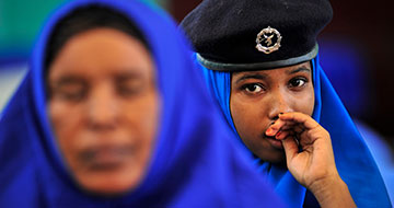 An opening ceremony is held by the African Union and the Somali Police Force to commemorate the beginning of a new training program for the force. 