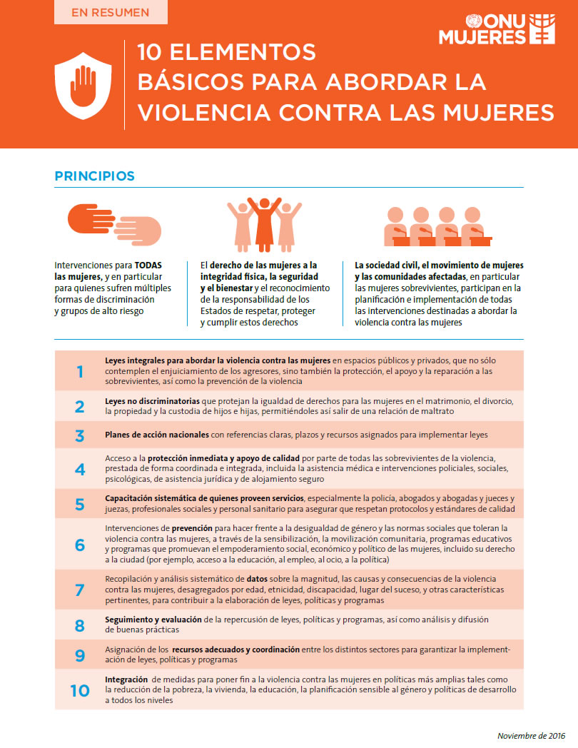 Elementos esenciales para eliminar la violencia contra las mujeres y las niñas