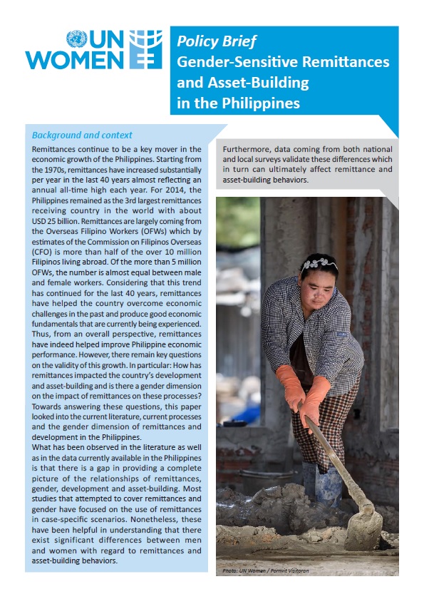 Policy Brief: Gender-Sensitive Remittances and Asset Building in the Philippines