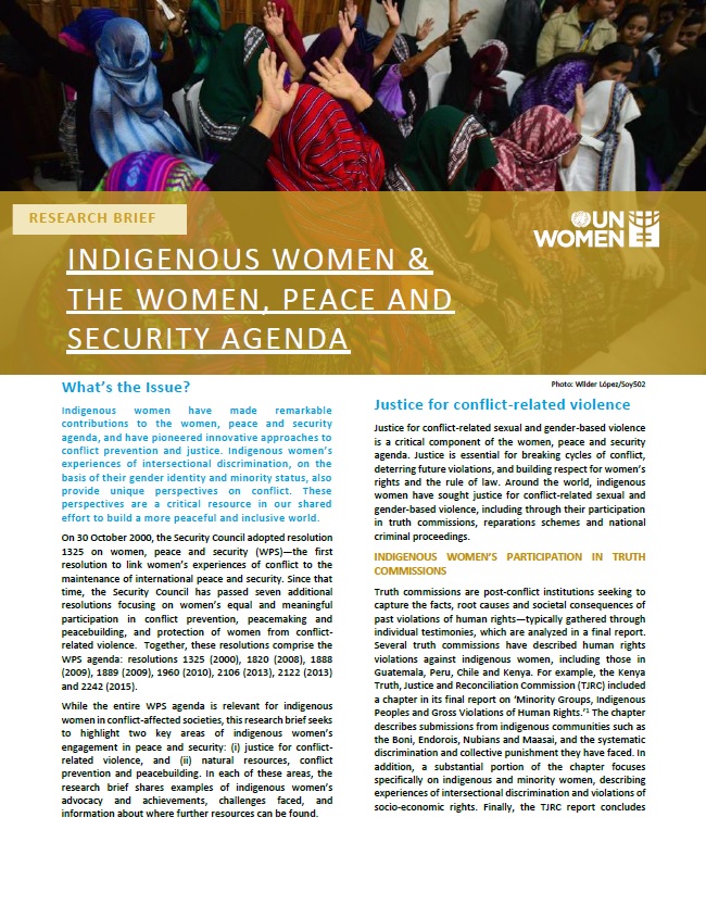Indigenous Women and the Women, Peace and Security Agenda