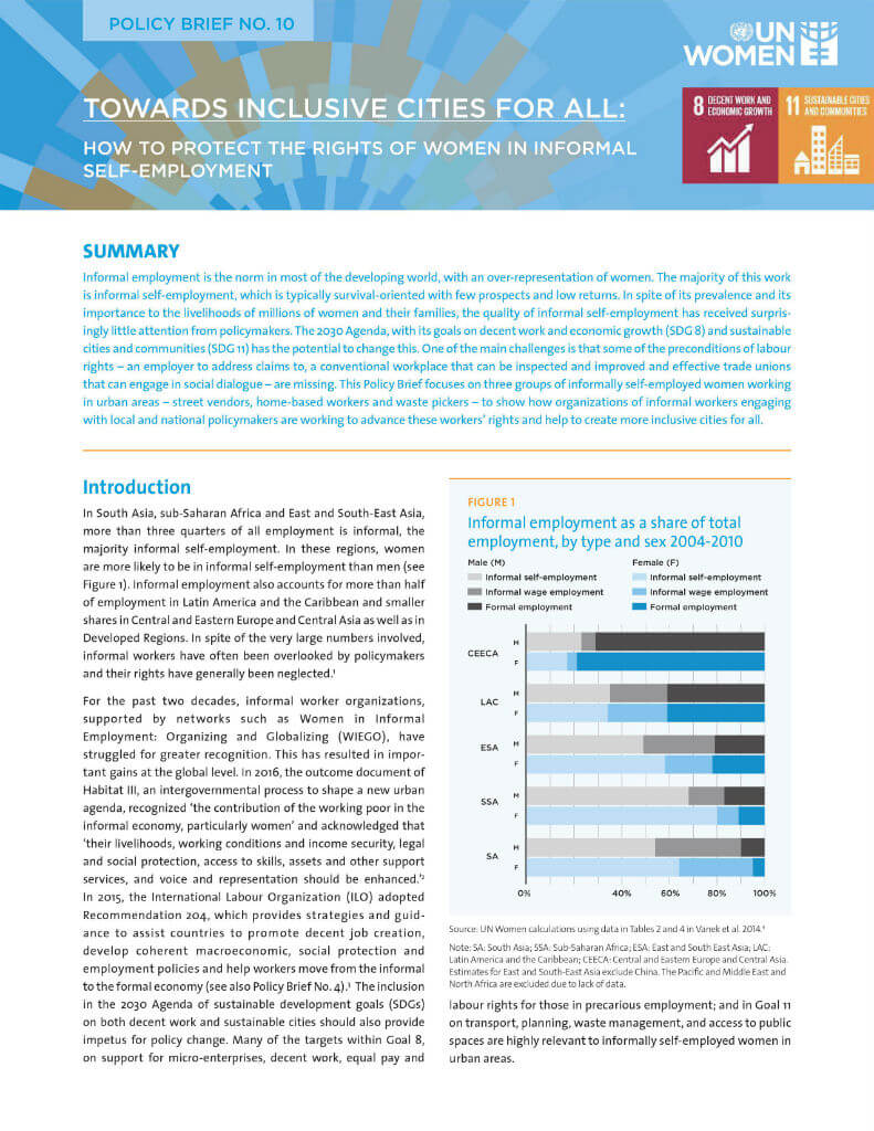 Towards inclusive cities for all: How to protect the rights of women in informal self-employment