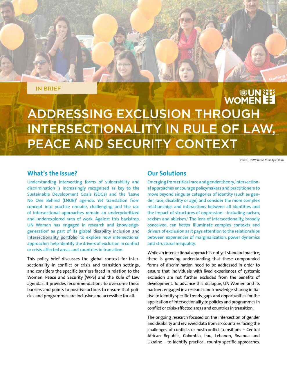 Addressing exclusion through intersectionality in rule of law, peace, and security context