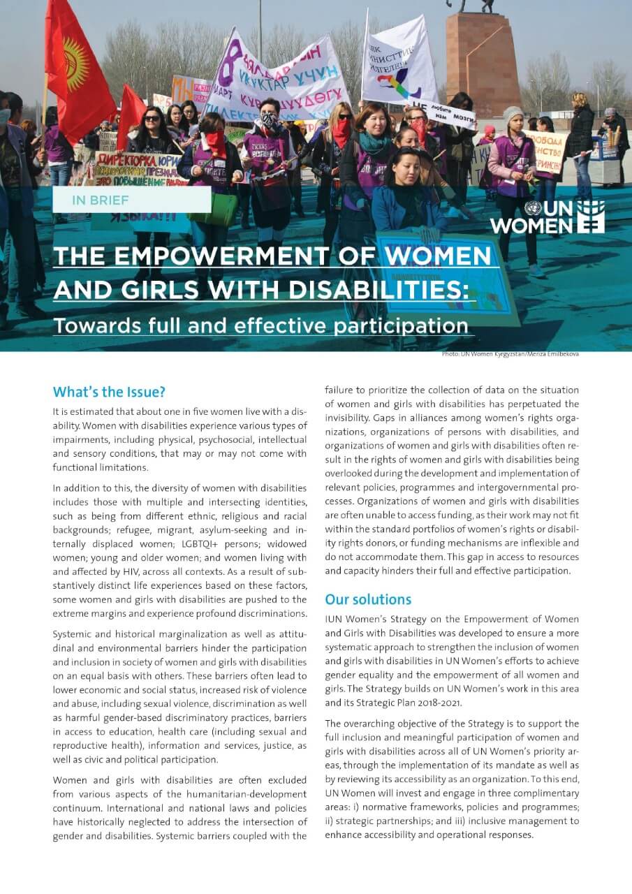 The empowerment of women and girls with disabilities: Towards full and effective participation