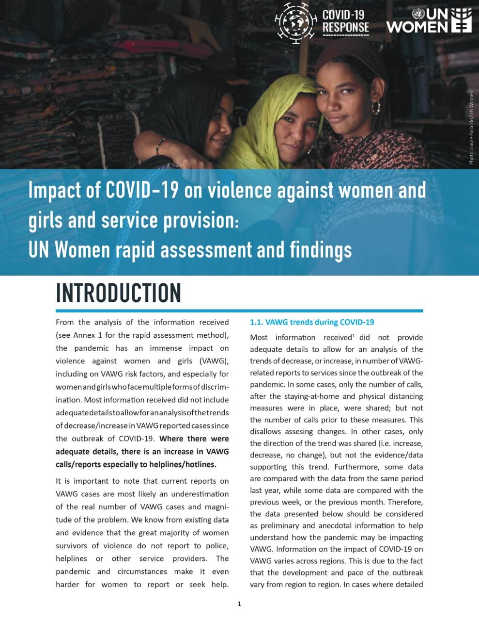 Impact of COVID-19 on violence against women and girls and service provision: UN Women rapid assessment and findings
