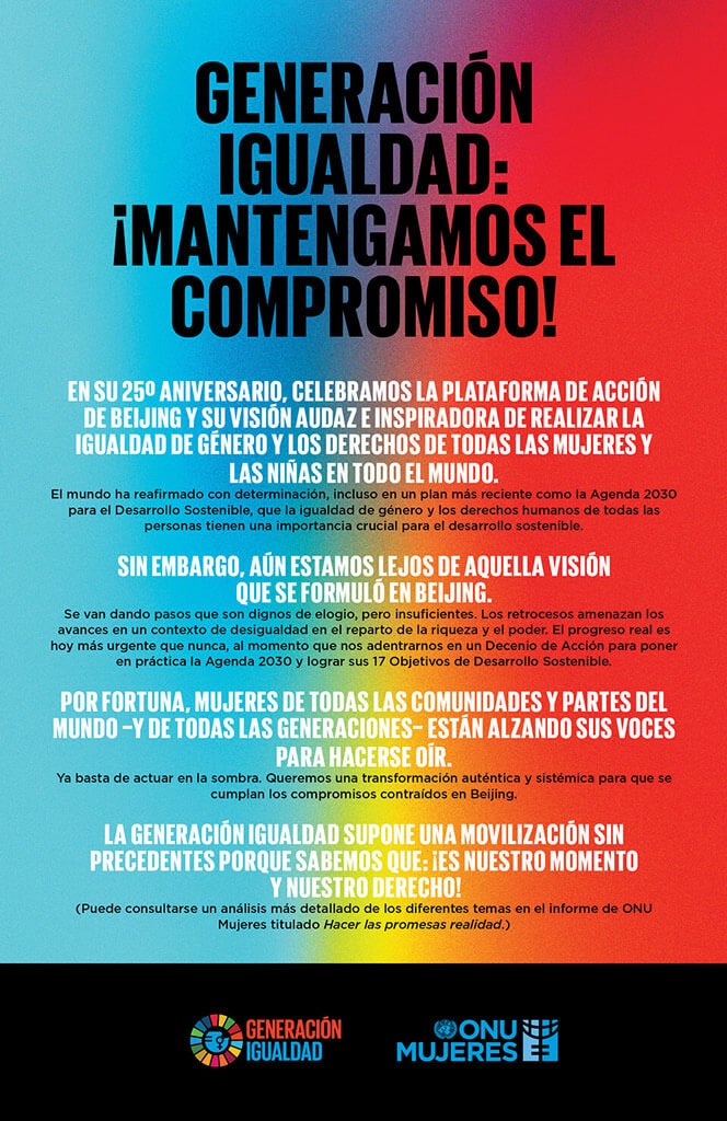 Nuestro momento, nuestro derecho – Afiche 7: Generación Igualdad: ¡Mantengamos el compromiso!