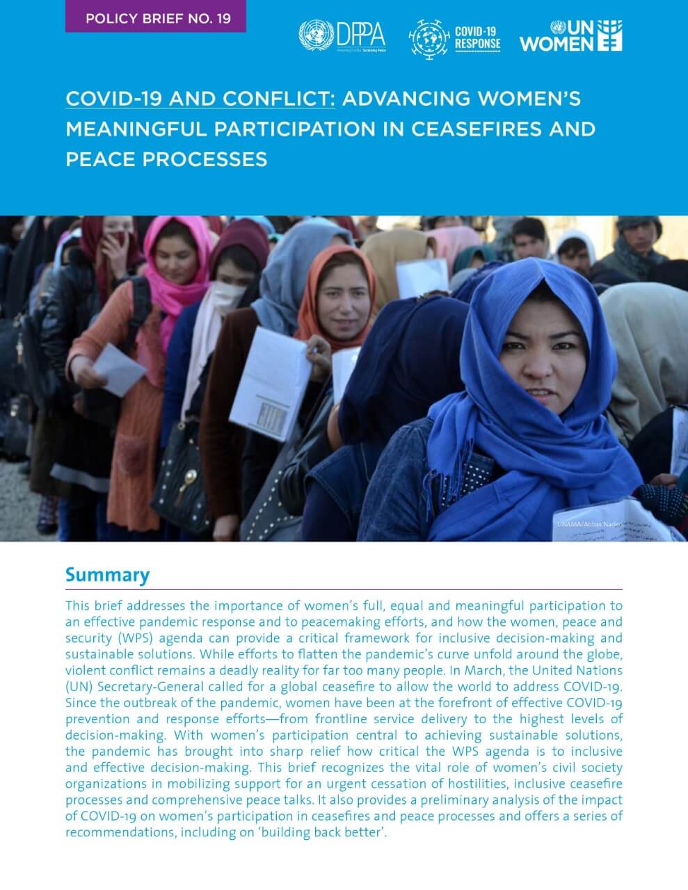 COVID-19 and conflict: Advancing women’s meaningful participation in ceasefires and peace processes