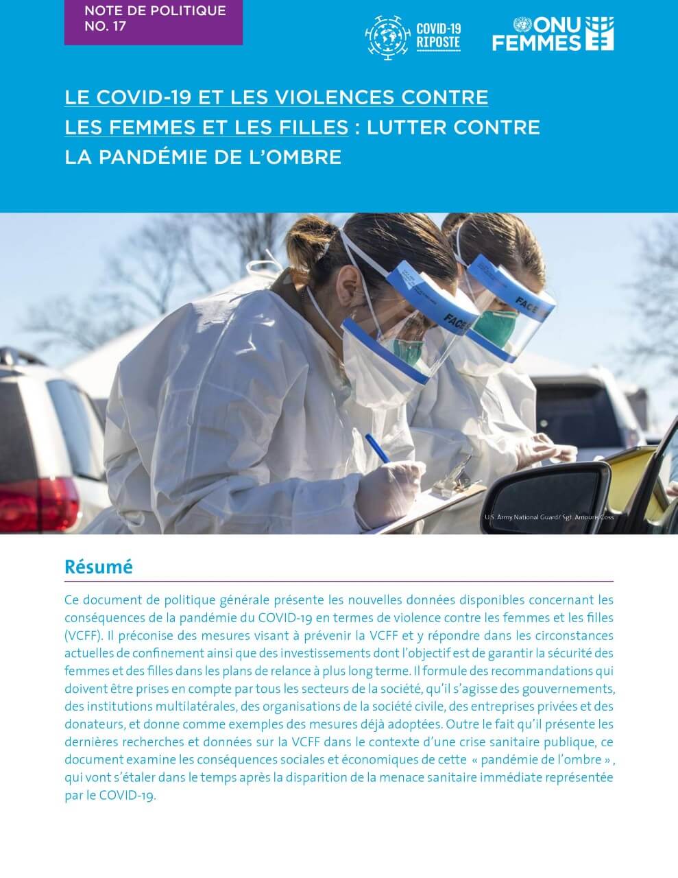 Le COVID-19 et la violence contre les femmes et les filles : lutter contre la pandémie de l’ombre