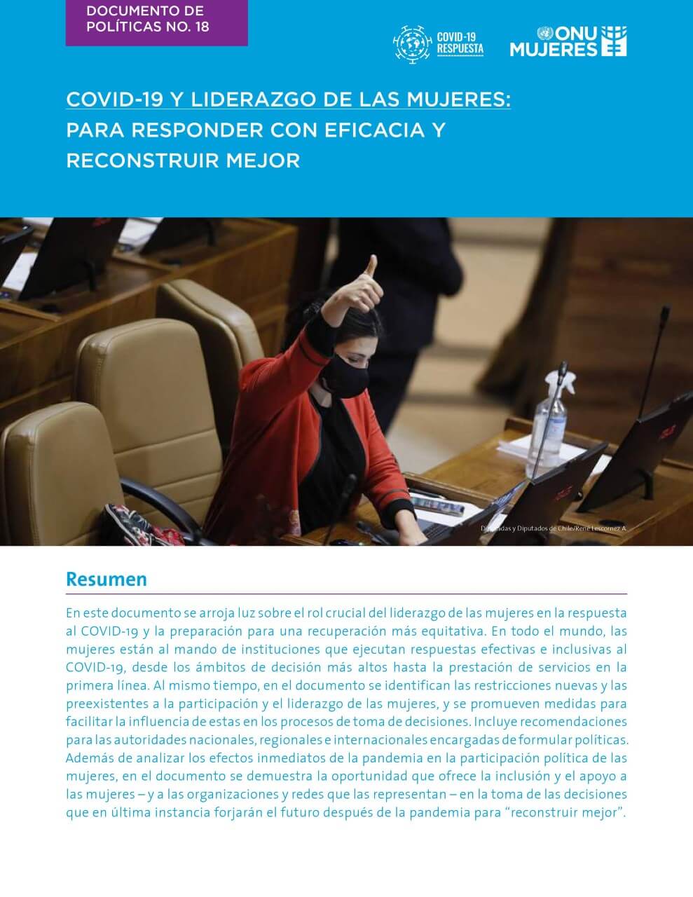 COVID-19 y liderazgo de las mujeres: Para responder con eficacia y reconstruir mejor