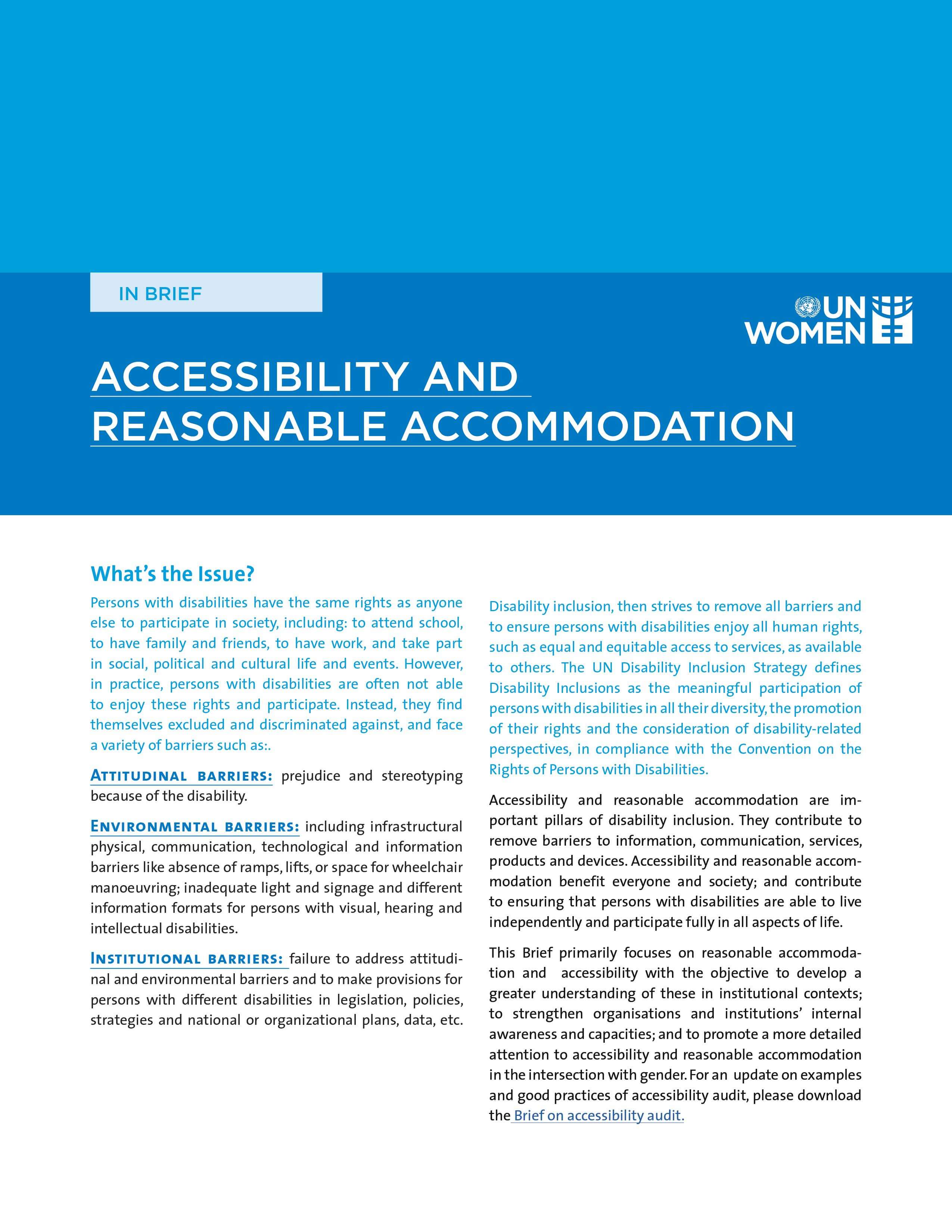 Accessibility and reasonable accommodation