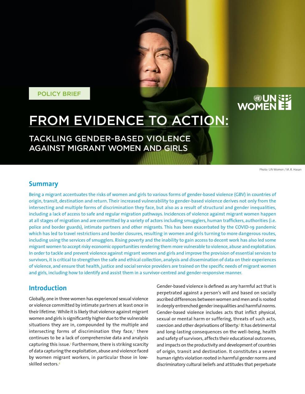 From evidence to action: Tackling gender-based violence against migrant women and girls