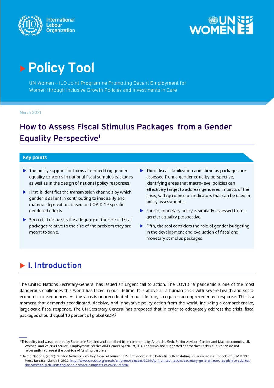 How to assess fiscal stimulus packages from a gender equality perspective