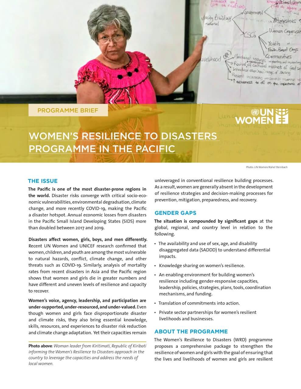 Programme brief: Women’s Resilience to Disasters Programme in the Pacific